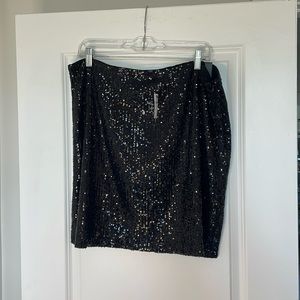 NWT Banana Republic Black Sequined Mini Skirt SZ 16
